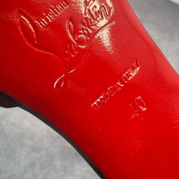 Christian Louboutin Crepe Satin Raissa 100 Ankle Strap Pumps 40 Black - Picture 9 of 9